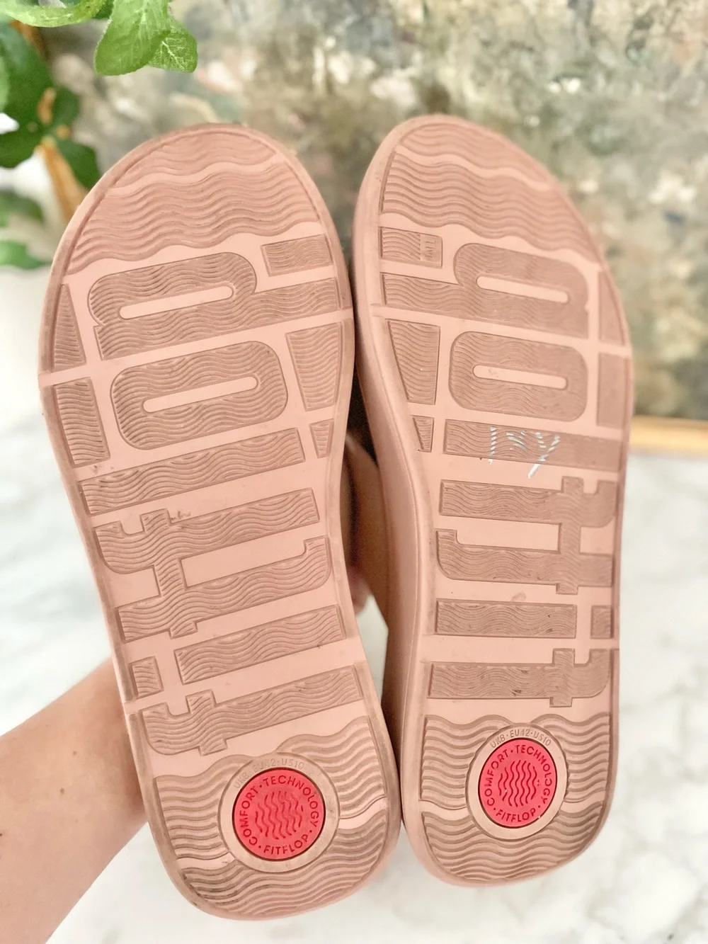 Fitflop Blush Nude Crossover Slide Sandals